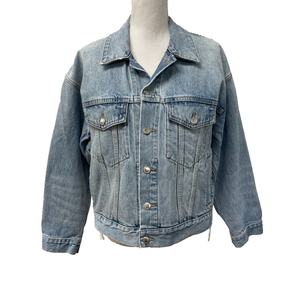 Alexander Wang Game Mix Jean Jacket Womens Small Blue Denim Oversize Jersey